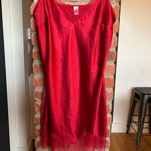 Victoria's Secret Red Lace Trim slip dress